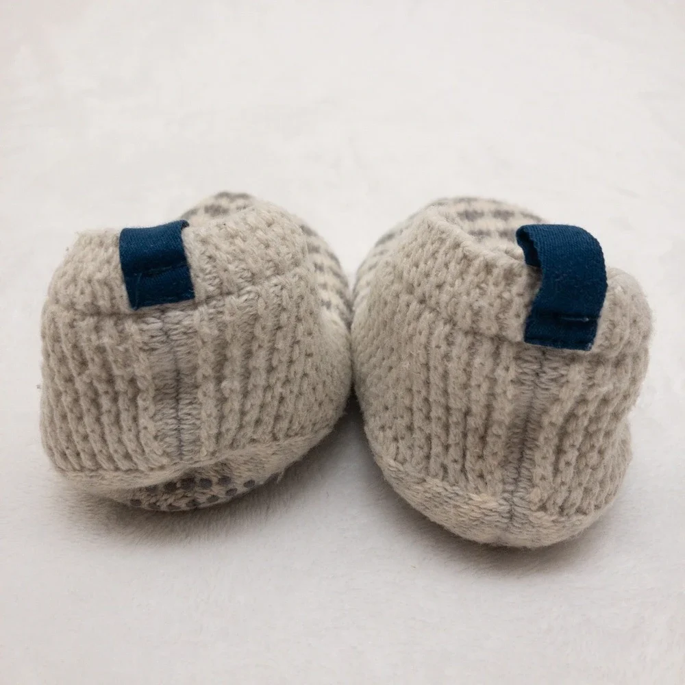 Bombas Gripper Slipper Socks Toddler Size 5-7 Gray Cream Knit Sherpa Lined Kids